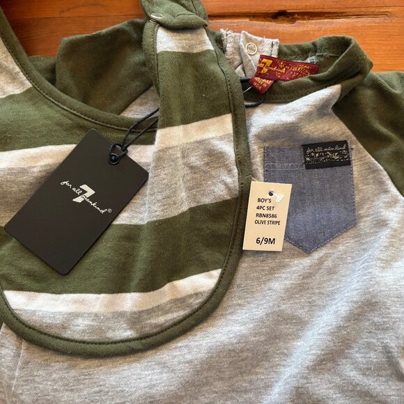 BABY BOY 7 FOR ALL MANKIND SET SZ6-9MO & ROBEEZ SHOES-6M0 ALL BRAND NEW W TAGS - Picture 5 of 9